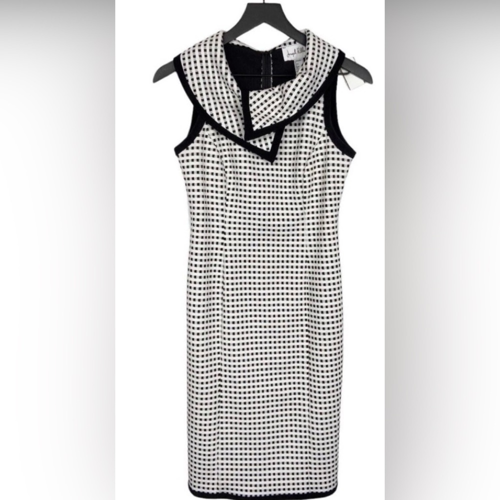 Joseph Ribkoff “Audrey” Black/White Gingham Sheath Dress- Size 8